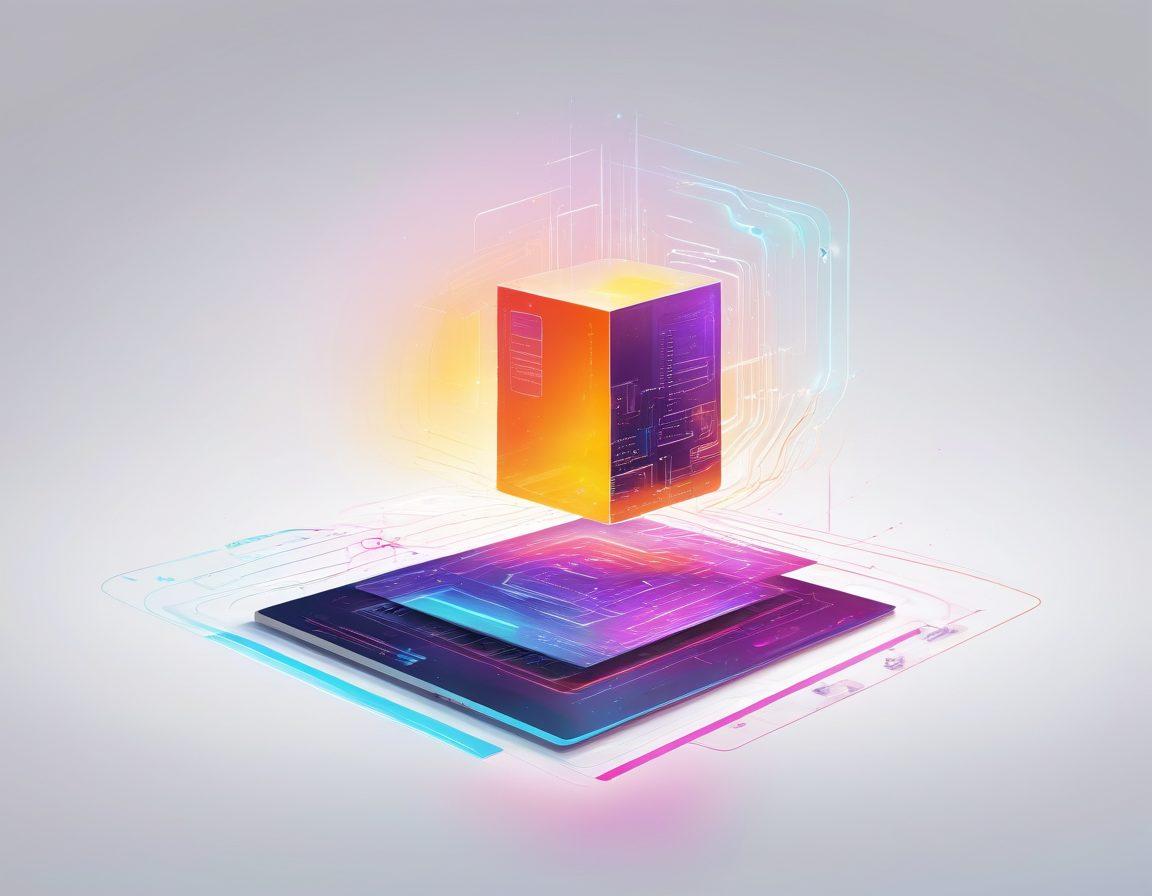 An artistic representation of a digital transformation process where a PDF document is morphing into a high-quality JPG image. Include visual elements like a glowing PDF file gradually changing into a vibrant JPG, showcasing different resolutions and colorful graphics. Surround this with abstract tech elements that signify digital conversion and quality enhancement. Create a futuristic feel with bright colors and sleek lines. vector art. vibrant colors. white background.