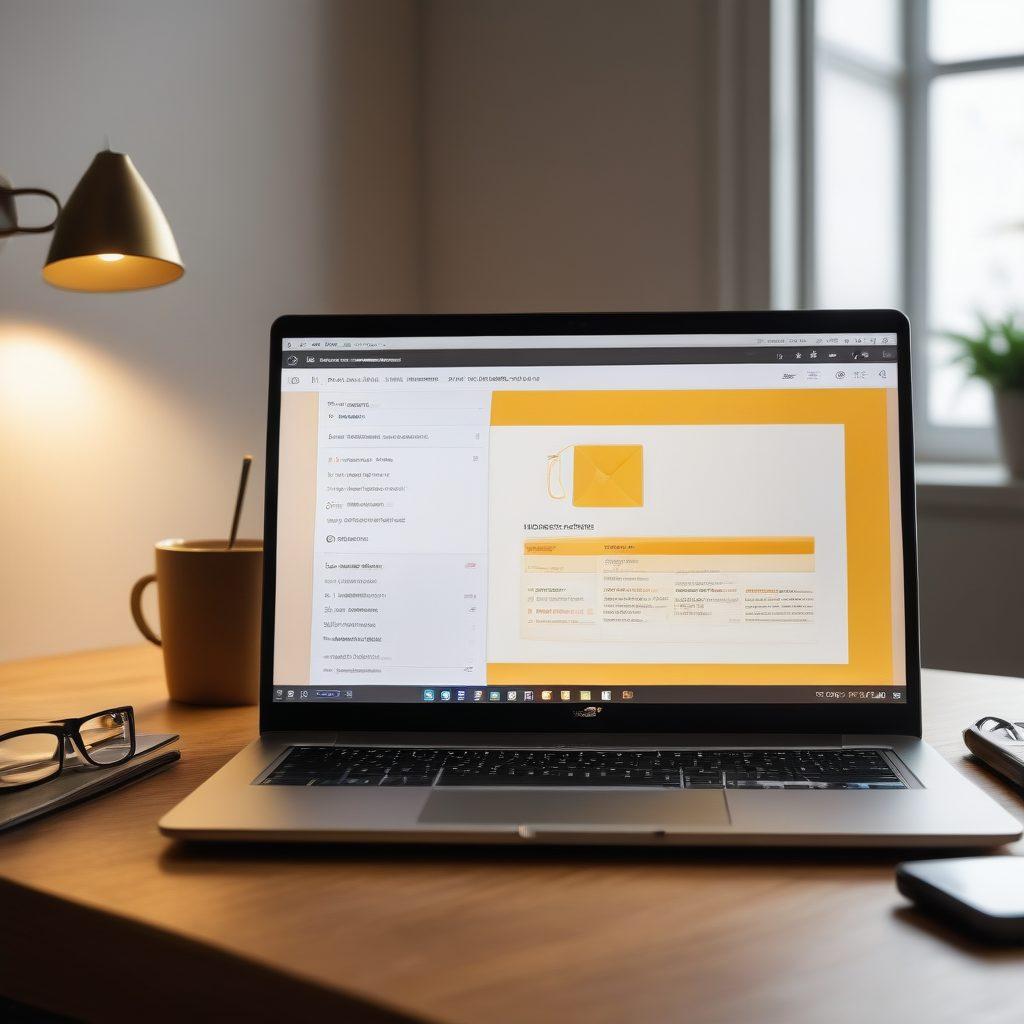 A sleek, modern workspace featuring a high-tech laptop displaying a PDF file on one side and a vibrant JPEG image on the other, symbolizing the conversion process. A golden key is gently resting on the laptop, representing the concept of unlocking quality. Soft ambient lighting enhances the focus on the laptop, while a digital clock shows perfect timing for efficiency. Include a stylish coffee cup adding a touch of creativity. super-realistic. vibrant colors. minimalistic.